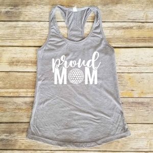 Proud Golf Mama - sports mom - grey tank top